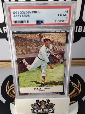 1961 Golden Press Dizzy Dean #8 PSA 6 EX-MT HOF St. Louis Cardinals  - Image 1 of 2