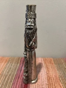 Vintage dünner Weihnachtsmann Kerzenhalter silberfarben alte Welt Santa 7,75" - Bild 1 von 7