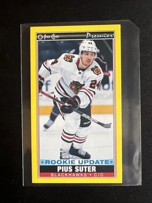 2021-22 O-Pee-Chee Pius Suter Rookie Update Premier Tall Boy Yellow #P-49 SSP - Image 1 of 4