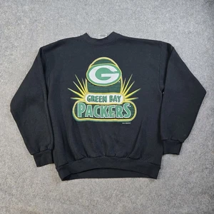 Vintage Green Bay Packers Sweatshirt Mens Large Black Football 90s 1996 Tultex - Picture 1 of 12