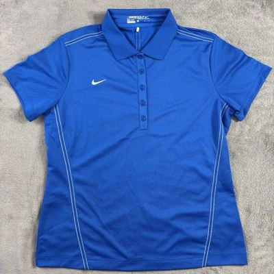 Camisa Nike Mujer L Polo Golf Dri-Fit Azul Rendimiento Deportes Ligera Atlética Foto 1 de 4