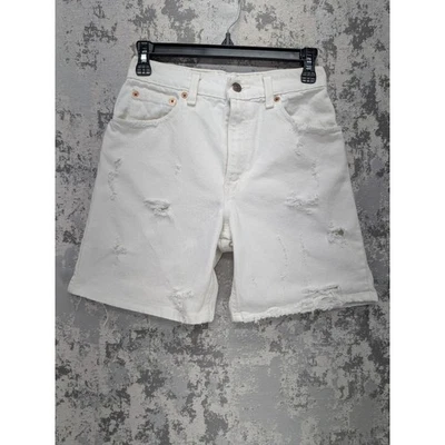 VTG Levi Strauss 550 White Relaxed Denim Distressed Cut Off Shorts Womens Sz 5 - Image 1 of 4