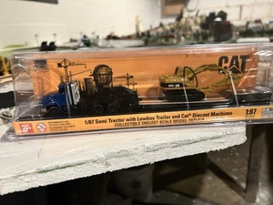 2025 Diecast Masters Cat Tractor With Trailking Lowboy hauling Excavator - Picture 1 of 4