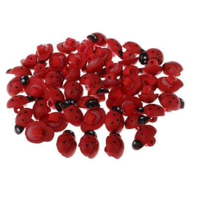 50 Pieces Ladybird Shape Wooden Shank Buttons for craft - Image 1 of 4