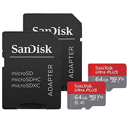 2 Pack Sandisk Ultra 64GB Micro Cards SDXC UHS-I 100MB/s U1A1 C10 + Adapter - Image 1 of 4