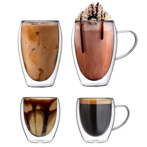 2x Bicchieri Isolati Doppia Parete Bicchiere Caffè Tazza Tè Tazza Espresso 250/350ml - Foto 1 di 40