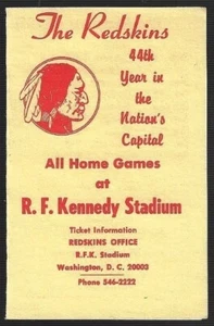 RARE 1980 Washington Redskins NFL Football Schedule !!! National Pipe & Tobacco - Picture 1 of 3