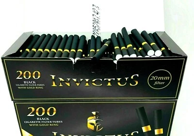 Invictus BLACK premium EMPTY Cigarette Filter Tubes 200 tubes-make your own  - Image 1 of 3