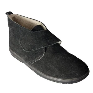 Green Ease Slippers Women 7M Black Suede Sherpa Lined House Shoe Indoor Outdoor - Picture 1 of 10