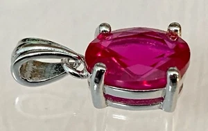Colgante Rubí Rojo Plata Maciza 8x6mm Ovalado y 8mm Redondo S925 - Imagen 1 de 10