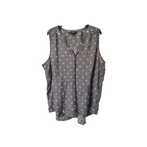 Fred David Polka Dot Blouse Womens 2XL Blue White Pullover Lightweight  V Neck - Picture 1 of 5