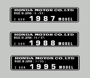 HONDA Z50R 1987-95  HEADTUBE TAG  / FRAME DECAL - Picture 1 of 1