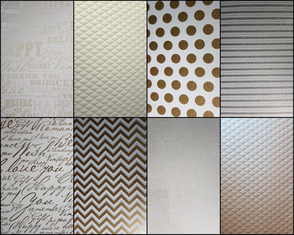 A4 Patterned Heavy Paper/Card Spots Calligraphy Embossed Glitter Stripes Zig Zag - image 1 of 1