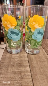 2 Excellent Pioneer Woman Rose Shadow Glass Tumblers! - Picture 1 of 4
