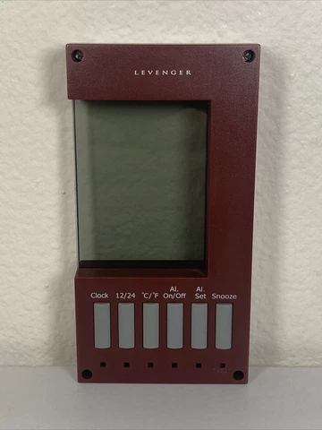 Levenger Alarm Clock Burgundy Red Acrylic Screen Display No Batteries Cover