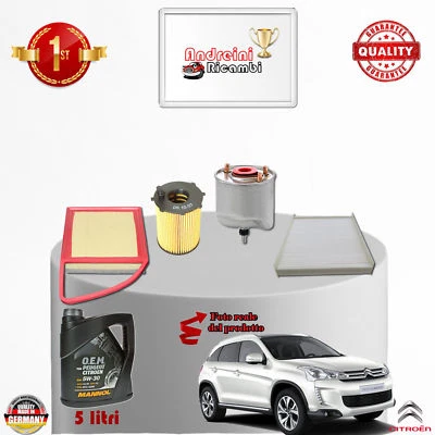 KIT TAGLIANDO FILTRI + OLIO CITROEN C4 AIRCROSS 1.6 HDi 82KW 112CV DAL 2012 ->