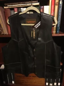 Unik Premium Leather Motorcycle Lace Up Vest - Picture 1 of 5