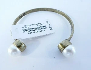 J. Crew Women's Antique Brass Open End Pearlized Cuff Bracelet NWT 24.50 - Picture 1 of 4