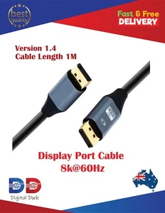 8K Displayport DP 1.4v Cable HDR 8K/60Hz Display Port Male to Male 1M - Picture 1 of 10