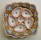 Set of Four Antique Oyster Plate Marx & Gutherz Carlsbad Austria Square 9"
