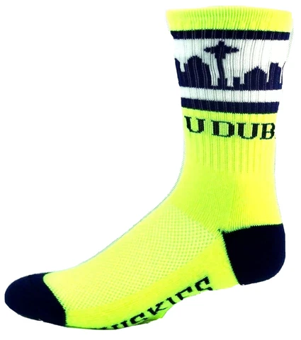 Washington Huskies Neon Yellow Crew Socks Cover