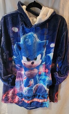 Sonic the Hedgehog Sudadera con Capucha Niños Manta Usable Edades 6-? CÁLIDO Cumpleaños Navidad Foto 1 de 4