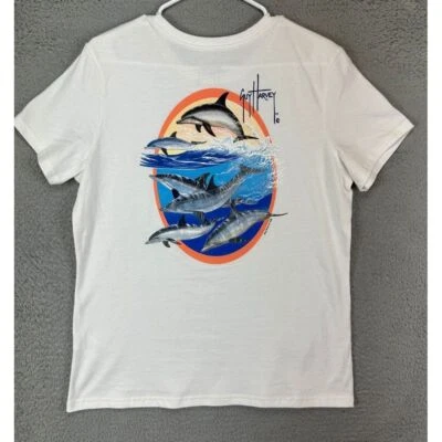 Guy Harvey Shirt Womens Large L White Whale Short Sleeve Tee Cotton Ladies NEW - Image 1 of 4