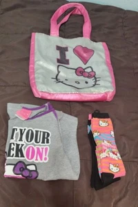 Pre-Owned/New "Hello Kitty" Large  LS Shirt, Tote Bag & Knee High Socks Lot - Picture 1 of 20
