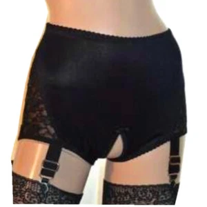girdle shapewear Black White 6 straps New pull on up Suspender Belt control - Picture 1 of 12