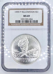 1999-P Yellowstone Commemorative Dollar NGC MS69 - Picture 1 of 2