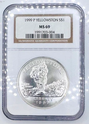 1999-P Yellowstone Commemorative Dollar NGC MS69 - Image 1 of 2