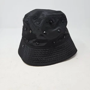 Madden NYC Black Studded Bucket Hat Punk Cyber Streetwear Goth Y2K - Picture 1 of 5