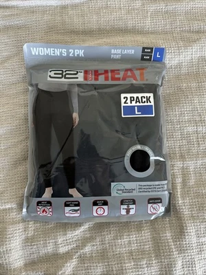 Брюки женские базовый слой 32 Degrees Heat упаковка 2 шт. черные размер L - Изображение 1 из 2