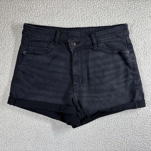 Pantalones cortos American Eagle elásticos tiro más alto mamá para mujer negros talla 6 con puños - Imagen 1 de 16