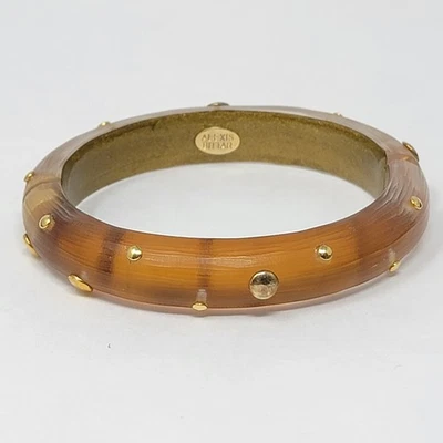 Brazalete Brazalete Alexis Bittar Apple Juice Marrón Lucita Tachonado Bisagras Abrazadera 7 Foto 1 de 4