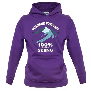100% Chance of Skiing - Kids Hoodie / Sweater - Ski Winter Sports Love Equipment - Picture 1 of 20