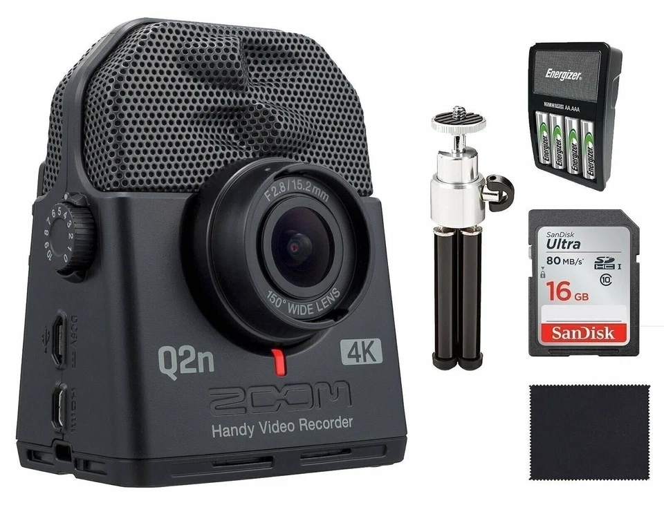 Práctica grabadora de video Zoom Q2n-4K, tarjeta SD de 16 GB, trípode, baterías recargables... Foto 1 de 1