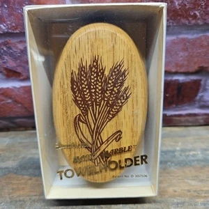 Vintage New Laura Woods Wooden Magic Marble Towel Holder Heart With Wheat - Picture 1 of 10