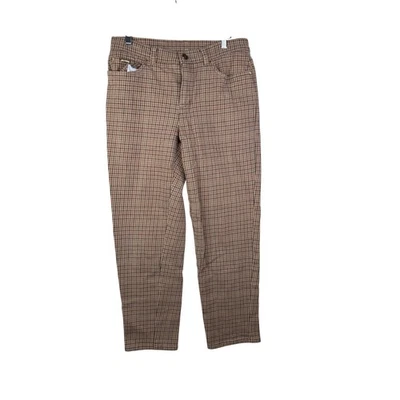 Pantalones a cuadros de cintura alta Lauren Ralph Lauren talla 10 marrón pequeño Foto 1 de 4