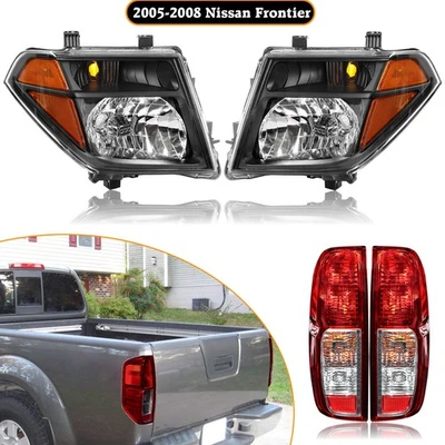 Juego de 4 faros negros + luces traseras rojas para Nissan Frontier 2005 2006 07 08 Foto 1 de 4
