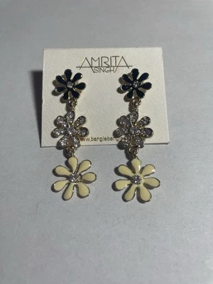 Pendientes colgantes Amrita Singh florales de estrás nuevos en tarjeta Foto 1 de 3