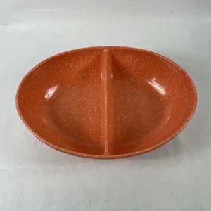Vint. Plato Dividido MCM Ovalado Ora Ge Moteado Melamina 10" L X 8" W X 2.5" H - Imagen 1 de 4