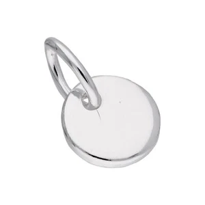 Tiny Sterling Silver Round Disc Charm - Picture 1 of 8