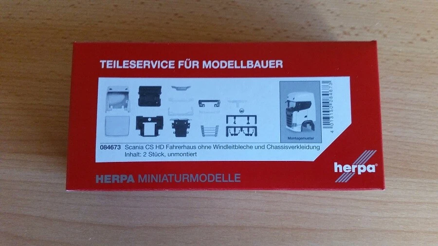 Herpa 084673 - 1/87 Accessori Cabina Scania Cs ND Senza Deflettore Vento - Nuovo - Immagine 1 di 1