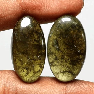 2 piezas Vesuvianita Natural Alta Calidad 28MM Cabujón Ovalado Piedras Preciosas Sueltas Sin Tratar - Imagen 1 de 17