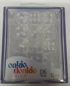 Oakie Doakie DICE - Translucent, Clear (12 D6 Dice, 16mm) - Picture 1 of 3