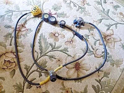 Dual Scuba Diving Regulator Guages Dacor Conshelf - Image 1 of 4