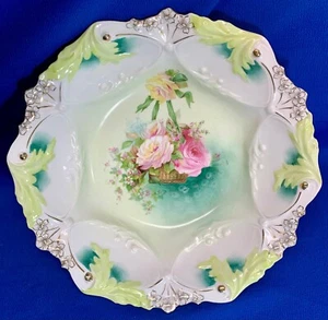 HANDSOME RS PRUSSIA HANGING BASKET PATTERN 3"H X 11"DIA DEEP BOWL - Picture 1 of 4