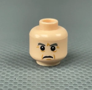 LEGO Minifigure Light Nougat Head Dark Bluish Gray Eyebrows Crow's Feet Frown - Picture 1 of 5