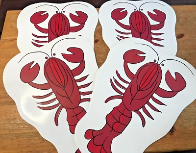 复古龙虾桌椅 4 件套垫 沿海海滩烘焙 可擦拭 — 第 1/4 张图片